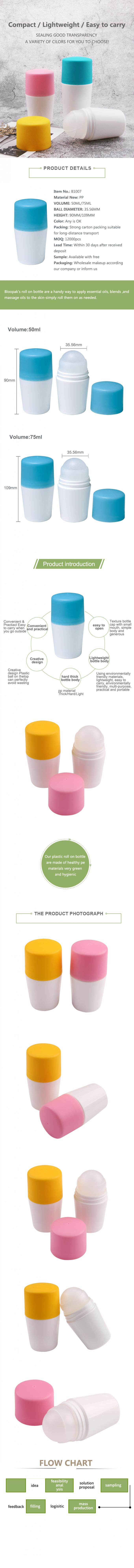 75ml Roll On Deodorant Bottles Refillable Oil Roller Bottles 0